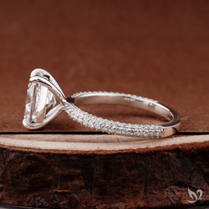 3CT Elongated Cushion Cut Lab Grown Diamond <b>Ring</b> Three Row Pave Band Trendy Wedding Gift 10K White Gold - Product Image 2