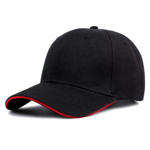 Black 6-Panel Baseball <b>Cap</b> Unisex Cotton Twill Casual Fitted <b>Hat</b> Solid Color Four Seasons Adult Size 56-58CM - Product Image 3