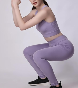 Conjunto Deportivo OEM Personalizado para Mujer, Sujetador Deportivo Sin Relleno y Leggings para Gimnasio, Yoga, Ejercicio, Tejido Suave, Transpirable y Elástico, 2 Piezas - Product Image 2