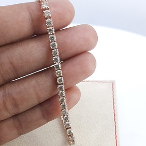 5.78 Ct Round Natural Light Yellow Diamonds Solitaire Tennis Cluster <b>Bracelet</b> 925 Sterling <b>Silver</b> Rose Gold Plated Women's - Product Image 2