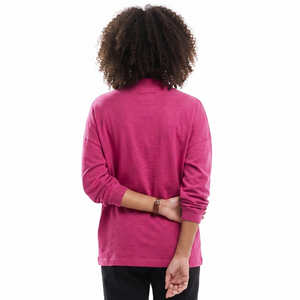 T-shirts décontractés à col haut pour femmes, style oversize, 100% coton, jersey tricoté, coupe ample, style sportif, tee-shirt de jogging pour femmes - Product Image 2