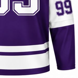 Maillot de hockey sur glace violet pour hommes, chemise de sport en Polyester à manches longues, vêtements de performance pour entraînement et match en équipe - Product Image 6