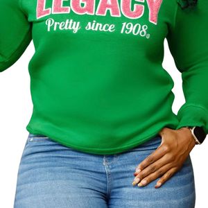 Green AKA <b>Ivy</b> Chenille Sweatshirt Pullover Crew Neck Long Sleeve Top Soft Fleece Women Casual Fashion Sorority Apparel Stylish - Product Image 6