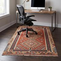 Tapis de sol moderne en laine tissée à la main, couleur unie orange rouille, antidérapant, à poils moyens, style kilim, tissage plat