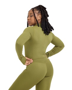 เสื้อแจ็กเก็ตชุดโยคะสำหรับผู้หญิงเสื้อตัวนอกแขนยาวมีซิปสำหรับใส่วิ่งเข้ายิมฟิตเนสเล่นกีฬากำหนดโลโก้ได้เอง - Product Image 4