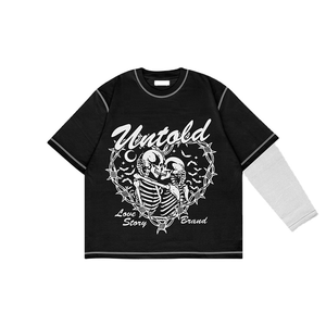 เสื้อยืดกราฟิก Y2K คุณภาพสูง ผ้าคอตตอนหนา 300 GSM ทรงบ็อกซี่ แขนยาวสองชั้น รับผลิตแบบ OEM - Product Image 4