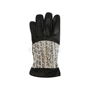 Boucle Tweed Leather <b>Gloves</b> Winter Textured <b>Wool</b> Blend Unisex Fashion Full Finger Warm Bulk Elegant Driving <b>Gloves</b> - Product Image 4