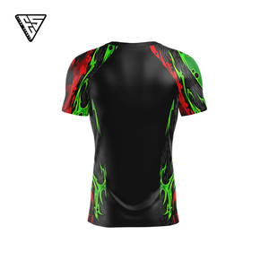 Chemise de compression anti-UV à manches courtes en spandex/polyester avec impression numérique personnalisée unisexe, pour MMA, BJJ, surf, plongée, OEM 220g - Product Image 2