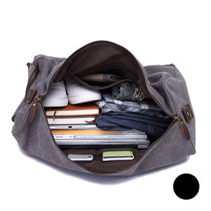 Sac de voyage en cuir et toile à fermeture éclair, qualité export OEM, sac de week-end imperméable, bagage à main LCTB-0059 - Product Image 4