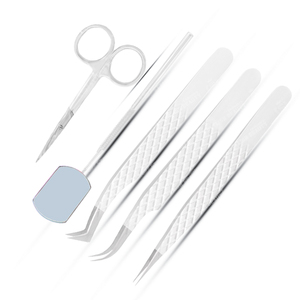 Outil de soin de beauté en acier inoxydable, pince à cils pour extensions, poignée diamant, miroir et ciseaux, couleur élégante, marque privée - Product Image 4