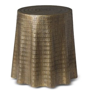 Modern Gold Aluminium Ottoman Cutout Design Handmade Durable Living Room Furniture - Product Image 2