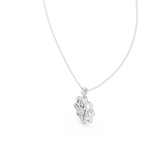 Pendentif minimaliste en diamant de culture serti en or blanc massif 18 carats pour fiançailles, mariage, fête, cadeau de Saint-Valentin, ou usage quotidien - Product Image 1