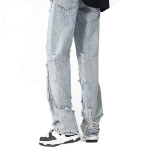 <b>Mens</b> Straight Leg Denim <b>Jeans</b> 100% Cotton Vintage Mid Wash Regular Fit Fashion Denim <b>Trousers</b> Wholesale Factory - Product Image 5