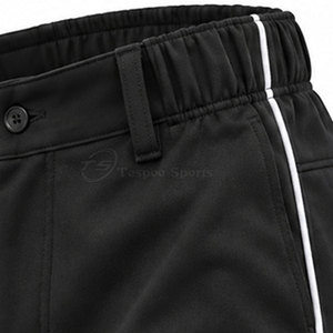 Pantalon de sport noir pour homme avec bandes latérales blanches, couleur unie, en polyester, coupe classique, fermeture boutonnée, style baseball - Product Image 6