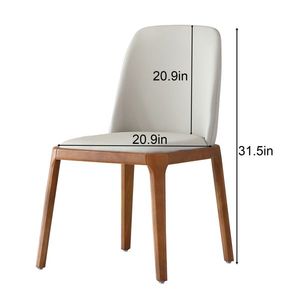 Modern Set of 2 Dining Chairs PU Leather with Wooden Legs for Living or Kitchen for Dining Room - Product Image 4