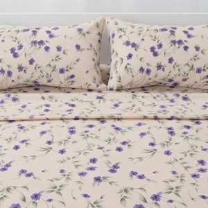 <b>Purple</b> Floral Bedsheet and 2 pillow in Set Classic 100% Cotton 150tc Grade a All-Season - Product Image 2