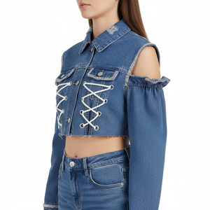 Chaquetas Vaqueras de Moda para Mujer, Chaqueta Vaquera de Lona y Piel de Oveja de Alta Calidad, Gran Venta, Última Tendencia, OEM - Product Image 2