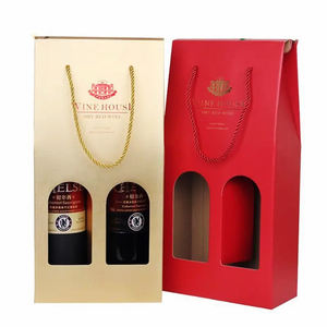 Porte-bouteille de vin double imprimé personnalisé de haute qualité excellent emballage pour le vin avec des boîtes en papier à poignée confortable - Product Image 6