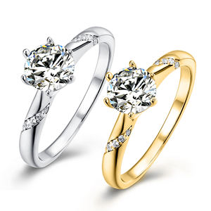 Bague de fiançailles classique AMBER JEWELS avec diamant taille brillant, or massif 18 carats plaqué rhodium, sertissage à griffes, certifiée IGI, unisexe - Product Image 2