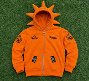 Premium Black Spiked Orange Hoodie <b>Jacket</b> <b>Gothic</b> Punk Zip Up Hoodie Custom 3D Spike Hood Sweatshirt for Men & Women - Product Image 6