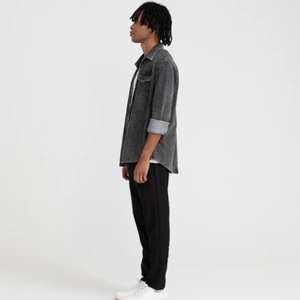 Camisa de mezclilla de algodón personalizada para hombre, de corte recto y holgado, estilo lavado, con hombros anchos, de moda, ¡Gran oferta! - Product Image 3