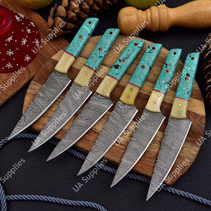 ชุดมีดสเต็กทำมือเกรดอุตสาหกรรม DIY เหล็กดามัสกัสสำหรับมืออาชีพ ชุดมีดสำหรับรับประทานอาหารกลางแจ้ง บาร์บีคิว มีดปอกผลไม้ OEM UA - Product Image 3