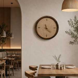 Rustic Wooden Wall <b>Clock</b> 33cm, Handmade Jute <b>Clock</b>, Minimalist Farmhouse Wall Decor, <b>Silent</b> Non Ticking <b>Clock</b>, Natural Home Gift - Product Image 1
