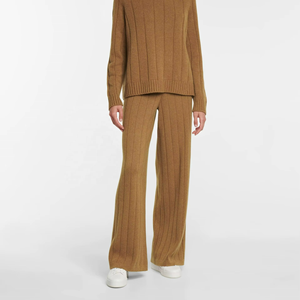 Ensemble de vêtements pour femmes, pull en cachemire à col roulé en tricot côtelé pour l'automne et l'hiver, haut et pantalon long, ensemble de 2 pièces, survêtement - Product Image 4