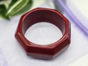 Handmade Red Resin Bangle Chunky Geometric Faceted Resin Craft Hexagon Burgundy <b>Ruby</b> Cuff <b>Bracelet</b> Women Jewelry - Product Image 5