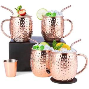 Vente en gros de tasses à boire en cuivre pur de qualité supérieure, de style indien artisanal, idéales pour les bienfaits pour la santé et l'utilisation à la maison ou au bar. - Product Image 4