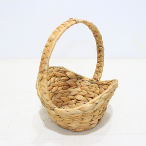 Natural Water Hyacinth Picnic <b>Basket</b> Handwoven Storage <b>Basket</b> Braided <b>Handle</b> Rustic Organizer for Home Decor - Product Image 3