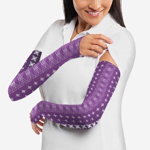 Protector de Brazos Unisex de Manga Larga con Patrón Geométrico Morado, UPF50+, Tela de Seda de Hielo con Impresión por Sublimación, Protección Solar para Todas las Estaciones - Product Image 5