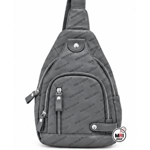 High Quality Leather Letter Pattern Crossbody Bag MRI GROUP Gray PU with Zipper Closure Single Strap Daily Use Minimalist Style - Product Image 1