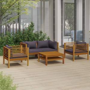 Conjunto de Muebles de Jardín de Madera de Acacia Sólida y Gris Oscuro - Product Image 1