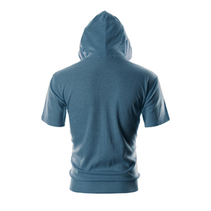 <b>Men's</b> Casual Solid Color Zipper-Up <b>Short</b> <b>Sleeve</b> <b>Hoodie</b> Custom Logo High Quality Outdoor Summer <b>Short</b> <b>Sleeve</b> <b>Hoodie</b> - Product Image 2