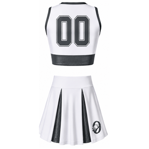 Ensemble d'uniformes de cheerleading sublimés blancs et noirs sans manches – Haut et jupe pour équipe sportive – Tenue de sport pour entraînement, performance et compétition - Product Image 2