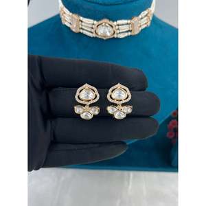 Moonlit Sparkle Moissanite Choker Necklace-Gold Plated Bridal Fine Jewelry Set - Product Image 3