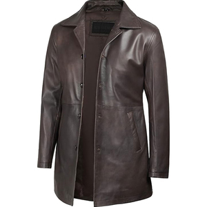 Abrigo Largo de Cuero para Hombre, Estilo Vintage, Chaqueta Gabardina Larga con Cierre de Botones, Forro Interior Suave y Moda Clásica de Invierno - Product Image 5