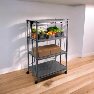Factory Price Four Layers Iron <b>Board</b> Foldable Kitchen Rack with <b>Wheels</b> - Product Image 5