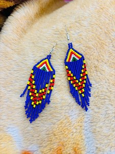 Trending style Handmade Blue Seed Bead <b>Necklace</b> Earrings Set | Tribal <b>Statement</b> Jewelry for christmas , wedding , party - Product Image 3