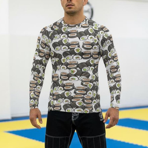 Sublimation Printed Breathable Rash Guard Stretchy Long Sleeve Compression Top Adults BJJ Martial Arts <b>Grappling</b> Fitness - Product Image 5