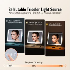 Specchio da Trucco LED con Porta USB e Touch Screen, Ingrandimento 5X con Tre Modalità di Illuminazione Colorata - Product Image 2
