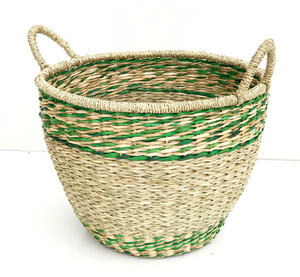 Panier en jonc de mer avec couvercle. Panier multifonction en jonc de mer fabriqué au Vietnam pour le rangement ou la décoration intérieure. - Product Image 3