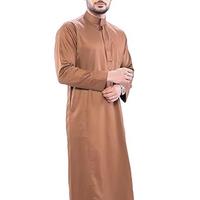 Vêtements musulmans islamiques pour hommes en gros : Abaya, Kaftan, Jubba, Thobe arabe du Qatar en polyester et coton, décontracté, à manches longues, longueur cheville