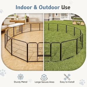 Recinto per Cani Pieghevole in Metallo a 8 Pannelli, 24 Pollici di Altezza, per Uso Interno ed Esterno, Taglia XL, Recinzione per Animali Domestici per Soggiorno - Product Image 5