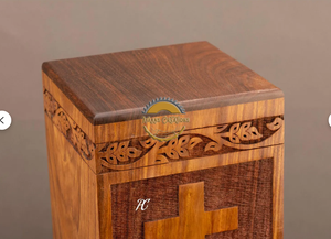 Ocean Inspired Resin & Natural Wood Cremation Urn Handmade Blue Wave Funeral Ashes <b>Box</b> by AYAANS - Product Image 3