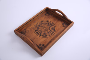 Plateau de service personnalisé en bois avec poignée pour café, thé, fruits et aliments – Grande taille, idéal pour la vente en gros - Product Image 2