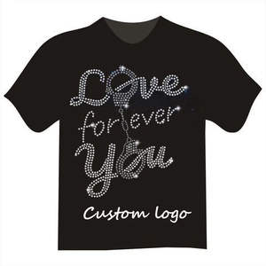 Camiseta de Manga Corta para Hombre, 100% Algodón, Cuello Redondo, Estilo Urbano, con Letras de Diamantes de Imitación, Estampado de Dibujos Animados DTF - Product Image 3