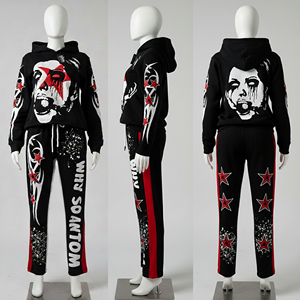 Custom Y2K <b>Gothic</b> Graphic Winter Hooded <b>Hoodie</b> Set Men Lightweight Fleece Tracksuit Unisex Punk Streetwear Sweatpants Jogger - Product Image 5