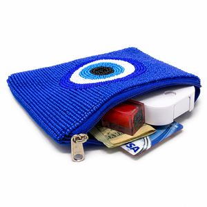 Monedero de Lujo Hecho a Mano con Cuentas de Cristal Ojo Turco Azul, Cartera con Cremallera Nazar, Amuleto de la Suerte, Regalo, OEM, ODM, Venta al por Mayor - Product Image 2